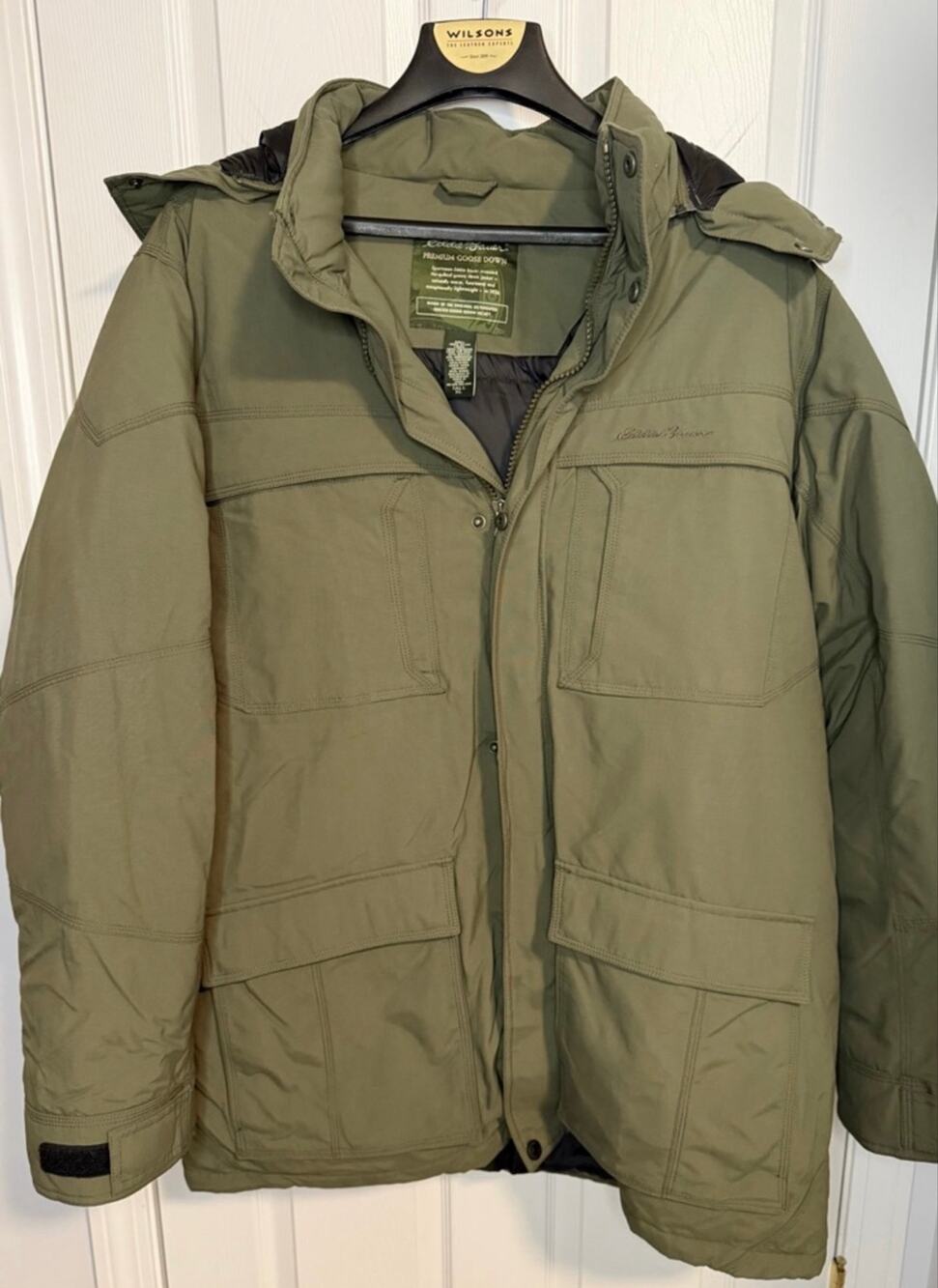 Eddie Bauer Olive Green Military Field Jacket with Hood
